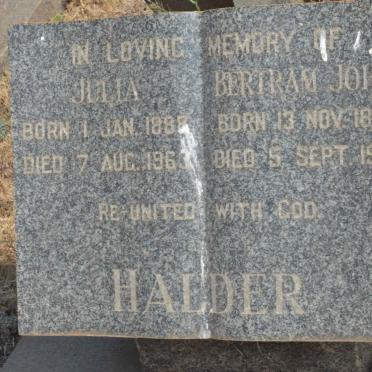 HALDER Bertram John 1881-1961 &amp; Julia 1888-1963