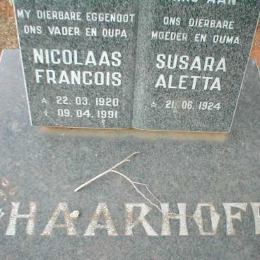 HAARHOFF Nicolaas Francois 1920-1991 &amp; Susara Aletta 1924-