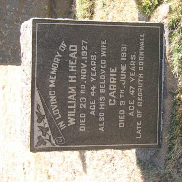 HEAD William H. -1927 &amp; Carrie -1931