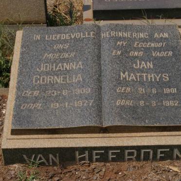 HEERDEN Jan Matthys, van 1901-1962 &amp; Johanna Cornelia 1909-1977