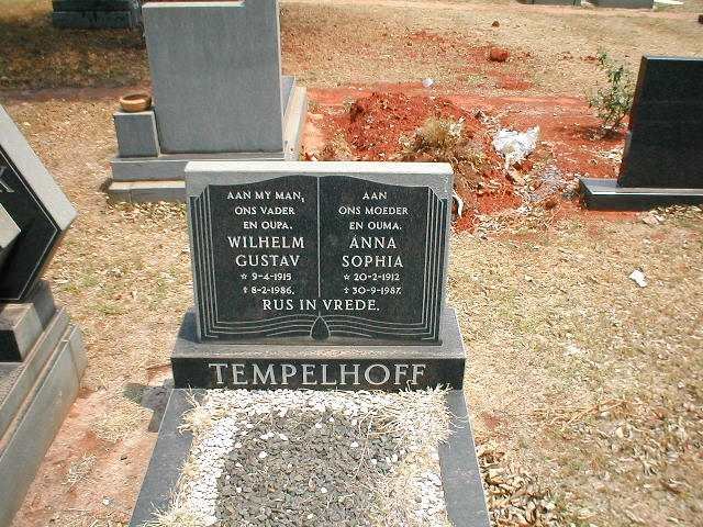 TEMPELHOFF Wilhelm Gustav 1915-1986 &amp; Anna Sophia 1912-1987