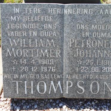 THOMPSON William Mortimer 1909-1976 &amp; Petronella Johanna 1911-2001
