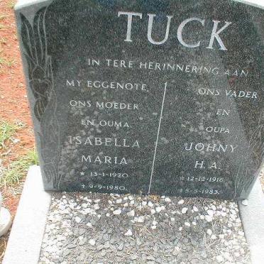 TUCK Johny H.A. 1916-1983 &amp; Isabella Maria 1920-1980