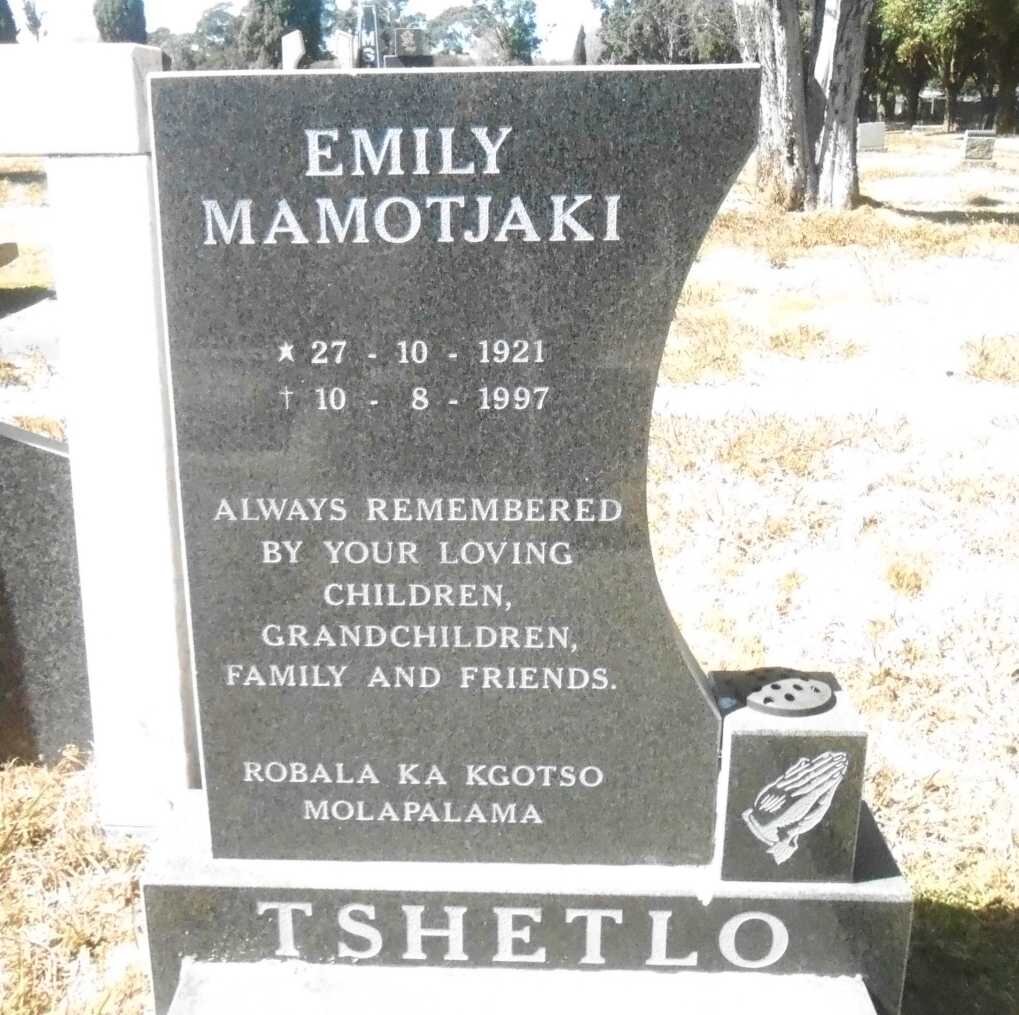 TSHETLO Emily Mamotjaki 1921-1997