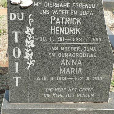 TOIT Patrick Hendrik, du 1911-1983 &amp; Anna Maria 1913-2001