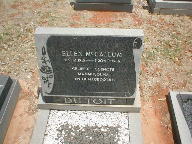 TOIT Ellen McCallum, du 1916-1986
