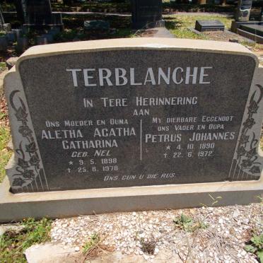 TERBLANCHE Petrus Johannes 1890-1972 &amp; Aletha Agatha Catharina NEL 1898-1978
