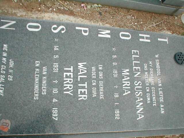 THOMPSON Walter Terry 1931-1997 &amp; Ellen Susanna Maria 1931-1992