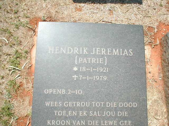 ? Hendrik Jeremias 1921-1979