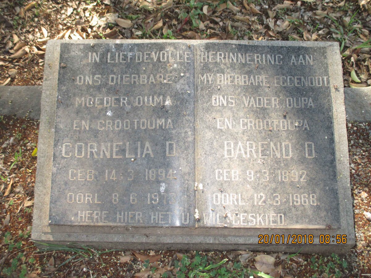 ? Barend D. 1892-1968 &amp; Cornelia D. 1894-1973