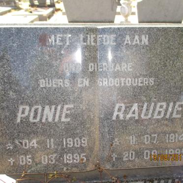 ? Ponie 1909-1995 &amp; Raubie 1914-1995