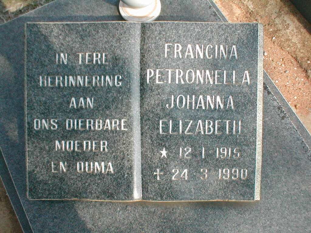 ? Francina Petronnella Johanna Elizabeth 1915-1990