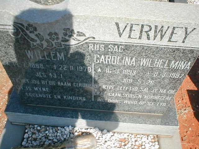 VERWEY Willem 1888-1970 &amp; Carolina  Wilhelmina 1893-1987