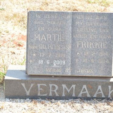VERMAAK Frikkie 1914-1984 &amp; Martie DU PLESSIS 1921-2009