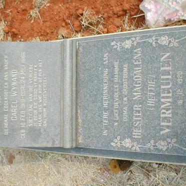 VERMEULEN Carel Wynand 1919-1966 &amp; Hester Magdalena 1920-1997