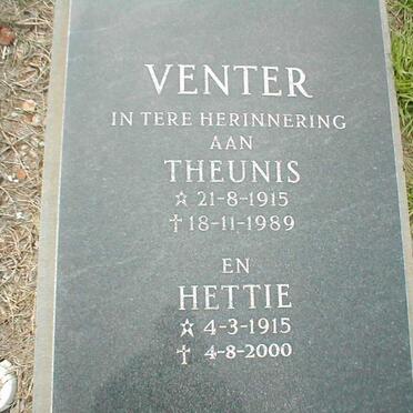 VENTER Theunis 1915-1989 &amp; Hettie 1915-2000