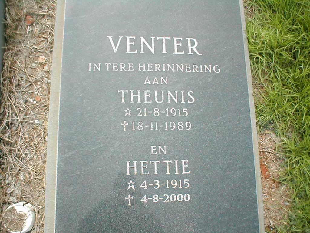 VENTER Theunis 1915-1989 &amp; Hettie 1915-2000