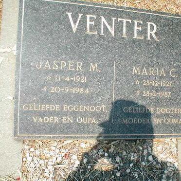 VENTER Jasper M. 1921-1984 &amp; Maria C. 1927-1987