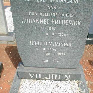 VILJOEN Johannes Frederick 1898-1975 &amp; Dorothy Jacoba 1896-1977