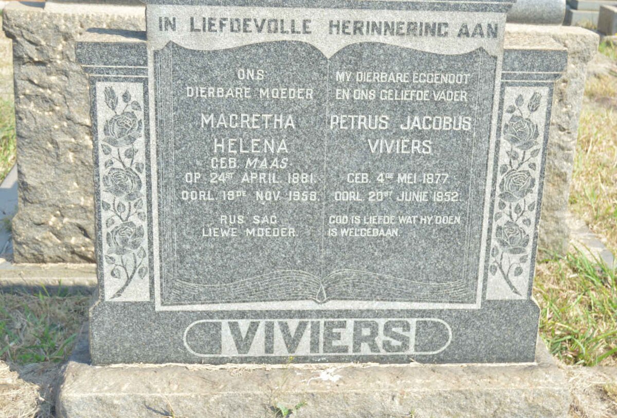 VIVIERS Petrus Jacobus 1877-1952 &amp; Magretha Helena MAAS 1881-1958
