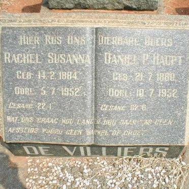VILLIERS Daniel P. Haupt, de 1880-1952 &amp; Rachel Susanna 1884-1952