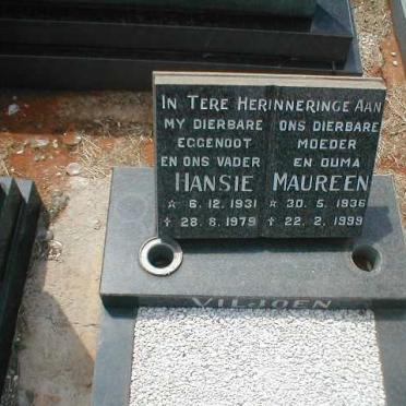 VILJOEN Hansie 1931-1979 &amp; Maureen 1936-1999