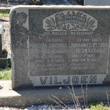 VILJOEN Johannes Petrus Bernardus 1887-1957 &amp; Martha Jacoba Hermina HAASBROEK 1892-1969