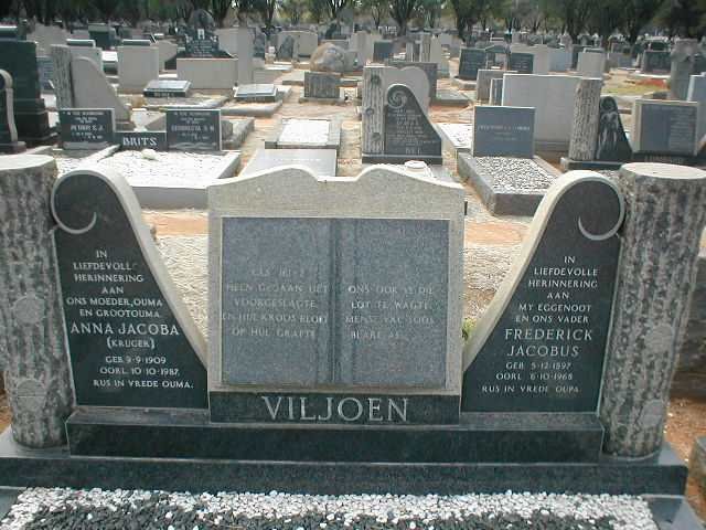 VILJOEN Frederick Jacobus 1897-1968 &amp; Anna Jacoba KRUGER 1909-1987