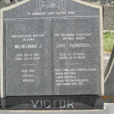 VICTOR Jan Hendrik 1909-1958 &amp; Wilhelmina J. 1914-2001