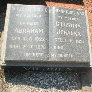 VILJOEN Abraham 1922-1970 &amp; Christina Johanna 1921-