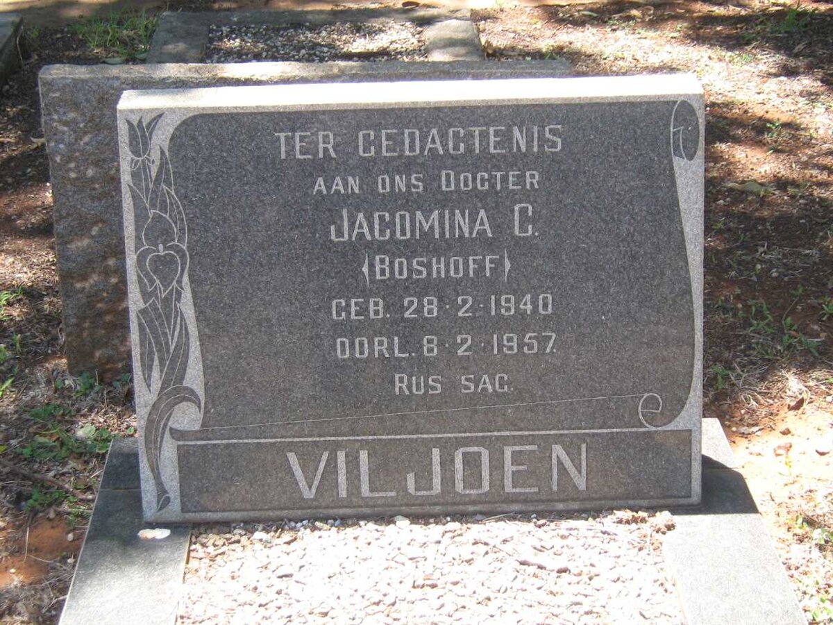 VILJOEN Jacomina C. nee BOSHOFF 1940-1957