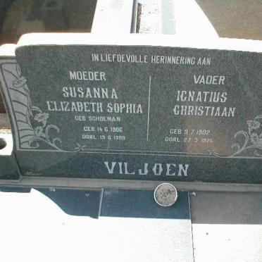VILJOEN Ignatius Christiaan 1902-1974 &amp; Susanna Elizabeth Sophia SCHOEMAN 1906-1988