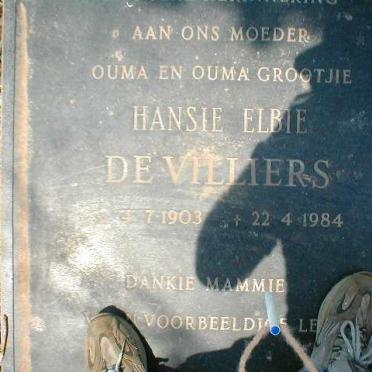 VILLIERS Hansie Elbie, de 1903-1984
