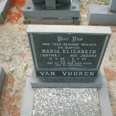 VUUREN Maria Elizabeth, van, voorheen BOTHA, nee JACOBS 1938-1980