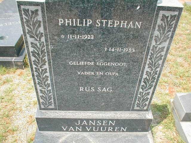 VUUREN Philip Stephan, Jansen van 1922-198?