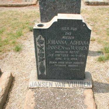 VUUREN Johanna Adriaan, Jansen van voorheen KOTZE nee COETZEE 1872-1944