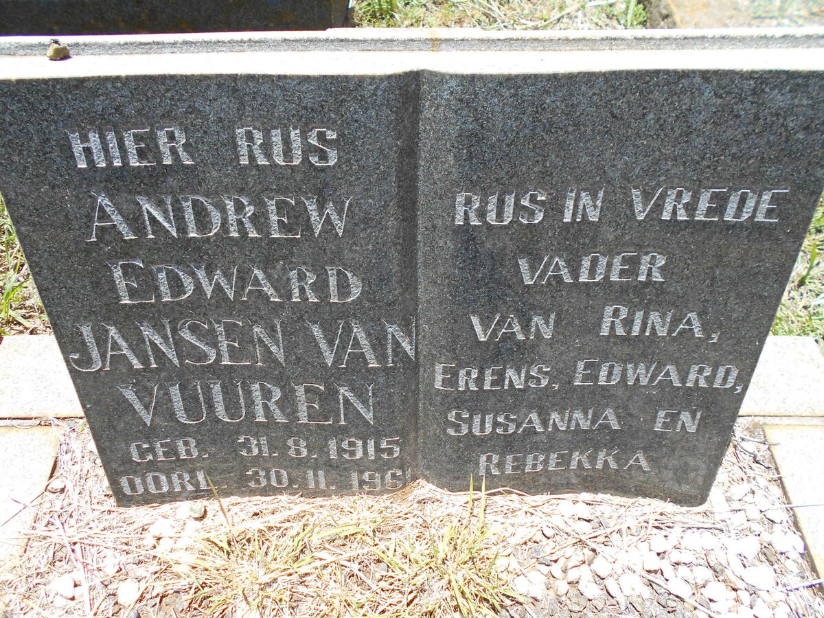 VUUREN Andrew Edward, Jansen van 1915-1961