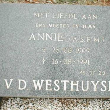WESTHUYSEN A.S.E.M., v.d. 1909-1991