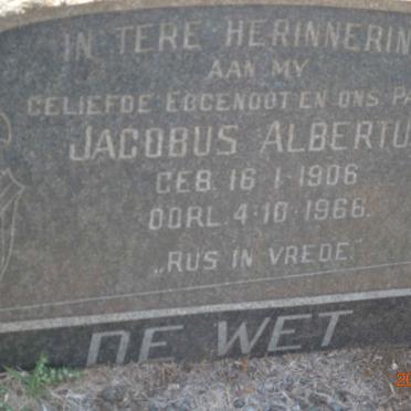WET Jacobus Albertus, de 1906-1966