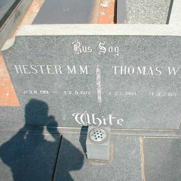 WHITE Thomas W. 1909-1971 &amp; Hester M.M. 1913-1972