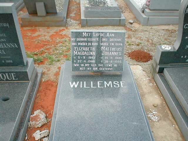 WILLEMSE Mattheus Johannes 1935-1995 &amp; Elizabeth Magdalena 1943-1988