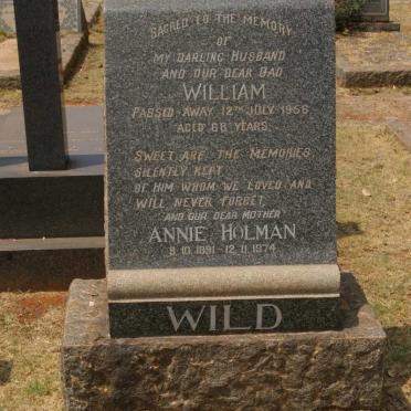 WILD William -1956 &amp; Annie Holman 1891-1974