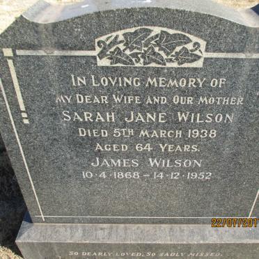 WILSON James 1868-1952 &amp; Sarah Jane -1938
