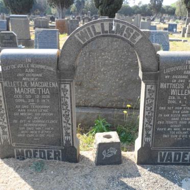 WILLEMSE Mattheus Johannes 1885-1953 &amp; Hellettje Magdalena Magrietha 1891-1971