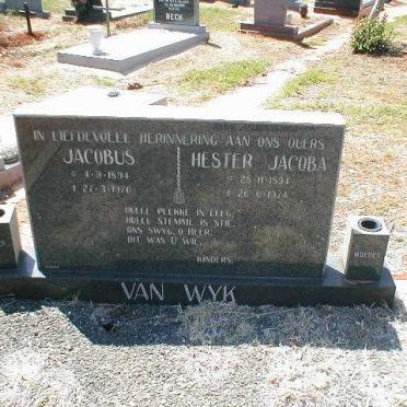 WYK Jacobus, van 1894-1976 &amp; Hester Jacoba 1894-1974