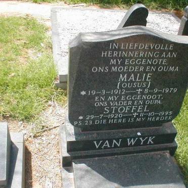 WYK Stoffel, van 1920-1995 &amp; Malie 1912-1979