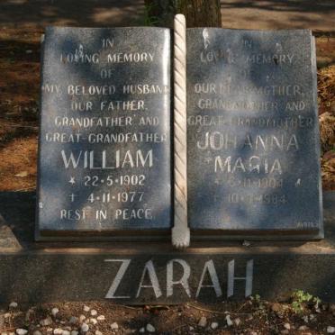 ZARAH William 1902-1977 &amp; Johanna Maria 1904-1984
