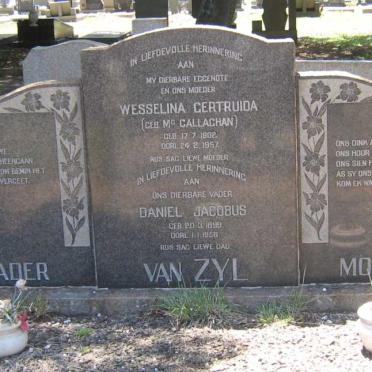 ZYL Daniel Jacobus, van 1899-1958 &amp; Wesselina Gertruida McCALLAGHAN 1902-1957