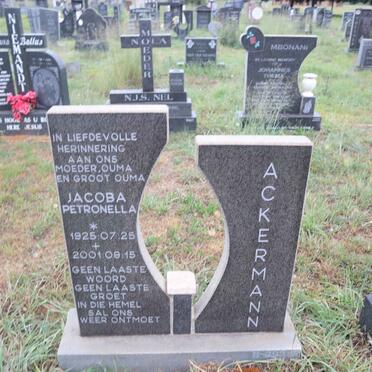 ACKERMANN Jacoba Petronella 1925-2001