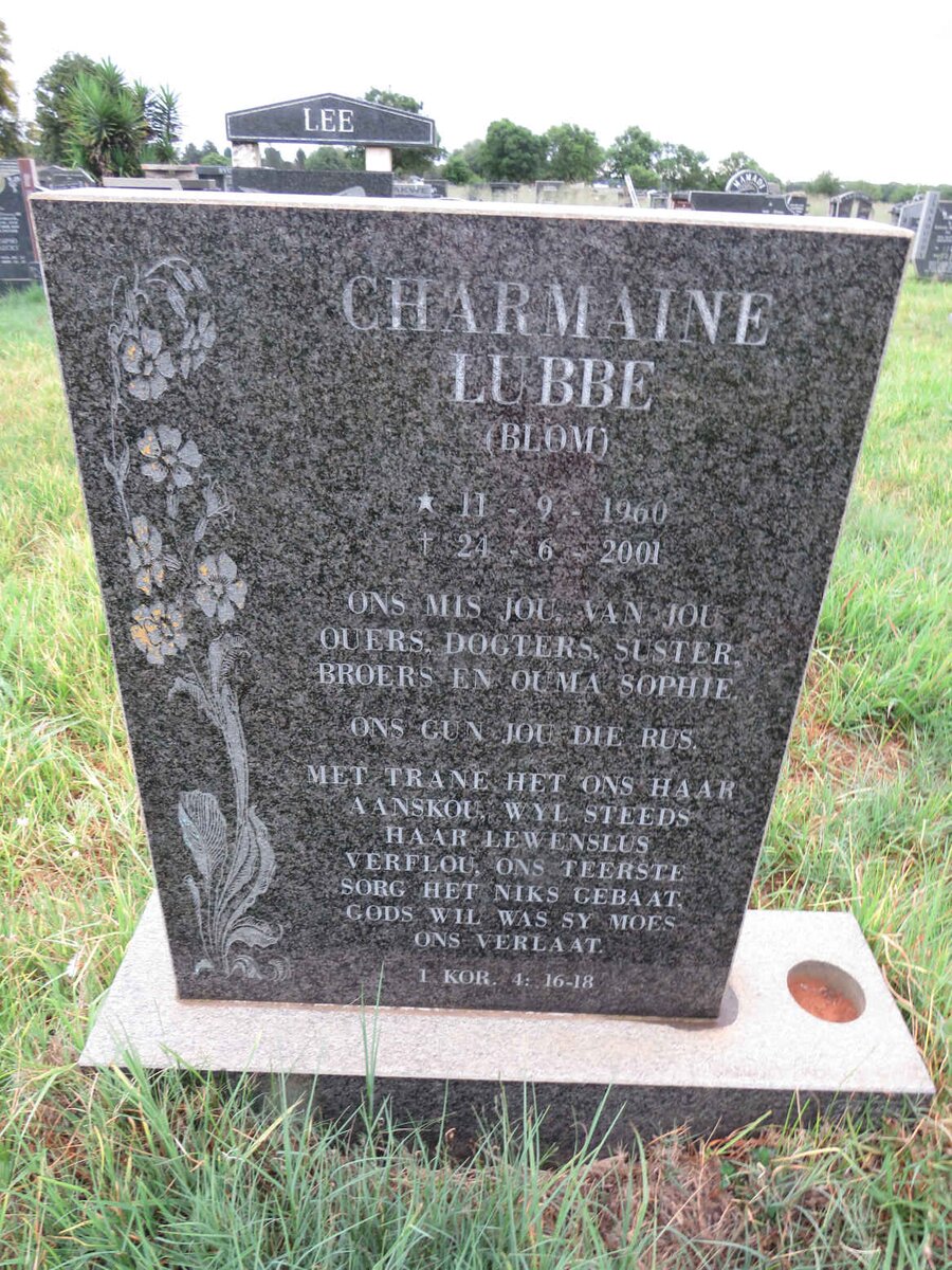 LUBBE Charmaine BLOM 1960-2001